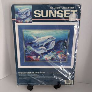 Dimensions Sunset Underwater Tranquility Dolphins No Count Cross Stitch #13932